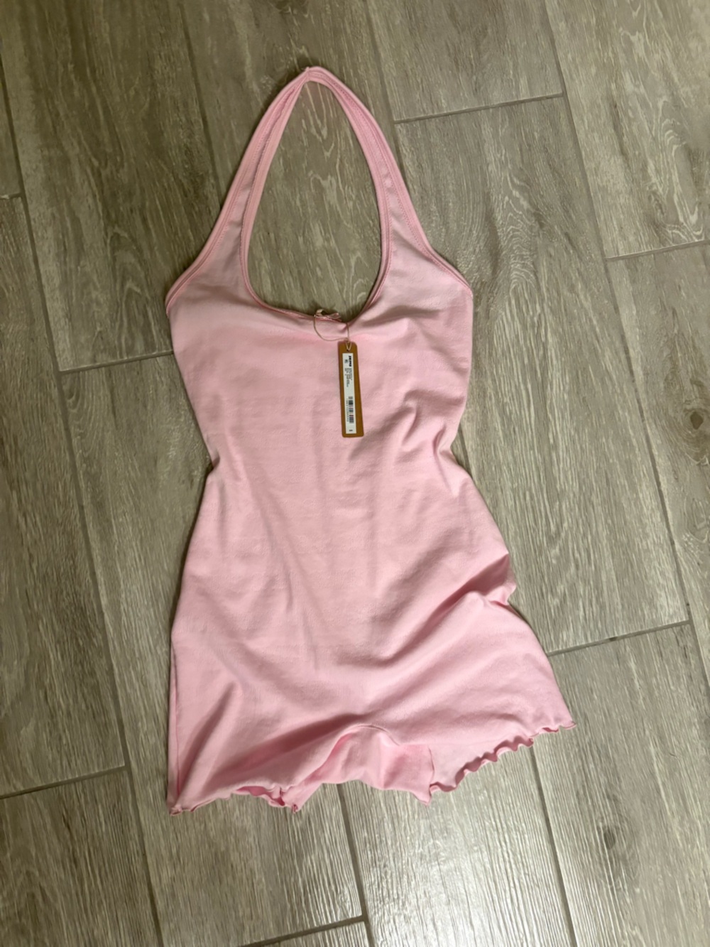 Skims baby pink halter romper